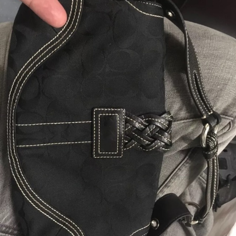 COACH PURSE HANDBAG SOHO JACQUARD SIGNATURE BLACK